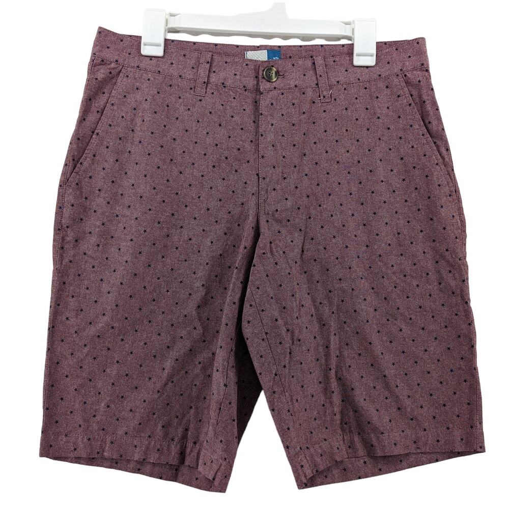 14th & Union Star Print Shorts 32W Red Blue Mens Regular Fit Bermuda Casual Work